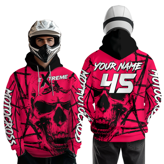 Pink Motocross Hoodie Custom for Men Women Dirt Bike Racing Hoodie Riding Shirt MH159