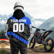 Load image into Gallery viewer, Personalized Blue Motocross Hoodie Dirt Bike Racing Hoodie for Adult Men Women MH155