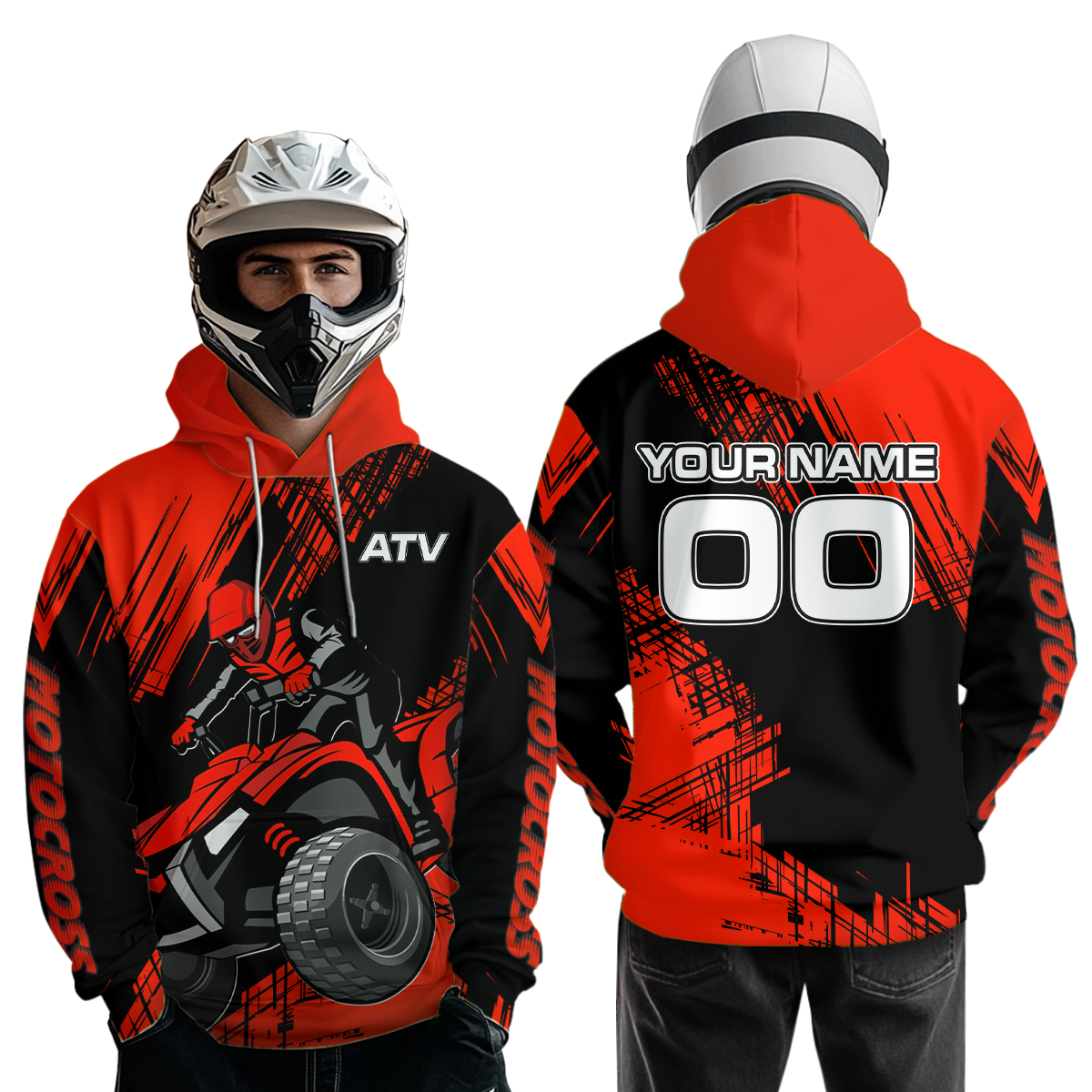 Red Custom ATV Motocross Hoodie for Men Women Quad Shirt ATV Riding Hoodie MHATV22