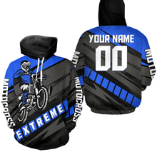 Load image into Gallery viewer, Personalized Blue Motocross Hoodie Dirt Bike Racing Hoodie for Adult Men Women MH155