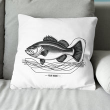 Load image into Gallery viewer, Bass fishing nets bass fish line drawing pillow gift for fisherman A63