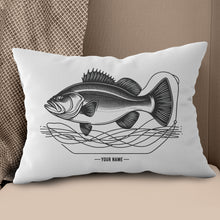 Load image into Gallery viewer, Bass fishing nets bass fish line drawing pillow gift for fisherman A63