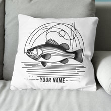 Load image into Gallery viewer, Bass fishing nets bass fish line drawing pillow gift for fisherman A63