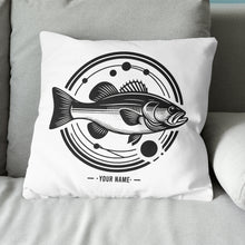 Load image into Gallery viewer, Bass fishing nets bass fish line drawing pillow gift for fisherman A63