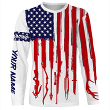 Load image into Gallery viewer, American flag hunting tools shirt personalized gift for hunter A14