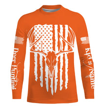 Load image into Gallery viewer, American Flag Deer Hunting Personalized Deer Skull Hunting Shirt For Hunters A45
