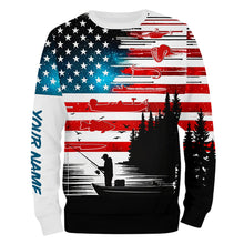 Load image into Gallery viewer, USA flag long sleeve fishing shirt UV protection personalized fishing shirt A71