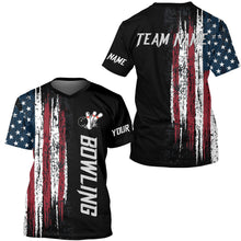 Load image into Gallery viewer, American flag bowling shirt for men custom bowling jersey for team Patriots bowlers shirt BL01
