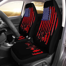 Load image into Gallery viewer, American Flag Fishing Symbols Custom Name Car Seat Covers, US flag Car Accessories Set of 2