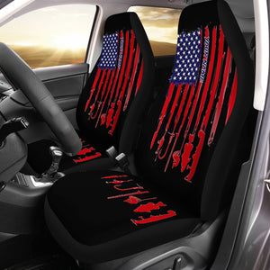 American Flag Fishing Symbols Custom Name Car Seat Covers, US flag Car Accessories Set of 2