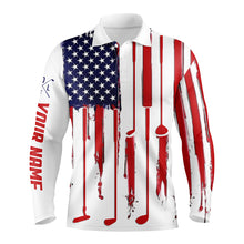 Load image into Gallery viewer, Personalized different types of golf clubs golf polos shirt for men and women American flag A40