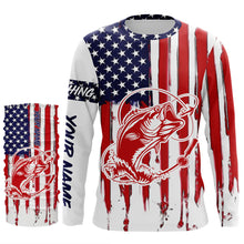 Load image into Gallery viewer, Fly fishing for Bass American flag UV protection fishing jersey for fisherman A41