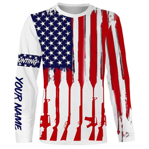 American Flag Hunting Personalized Custom Name Hunting Shirt For Hunters A47