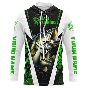 Personalized Bass Fishing jerseys, Bass Fishing Long Sleeve Fishing tournament shirts | green camo IPHW3680