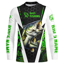 Load image into Gallery viewer, Personalized Bass Fishing jerseys, Bass Fishing Long Sleeve Fishing tournament shirts | green camo IPHW3680