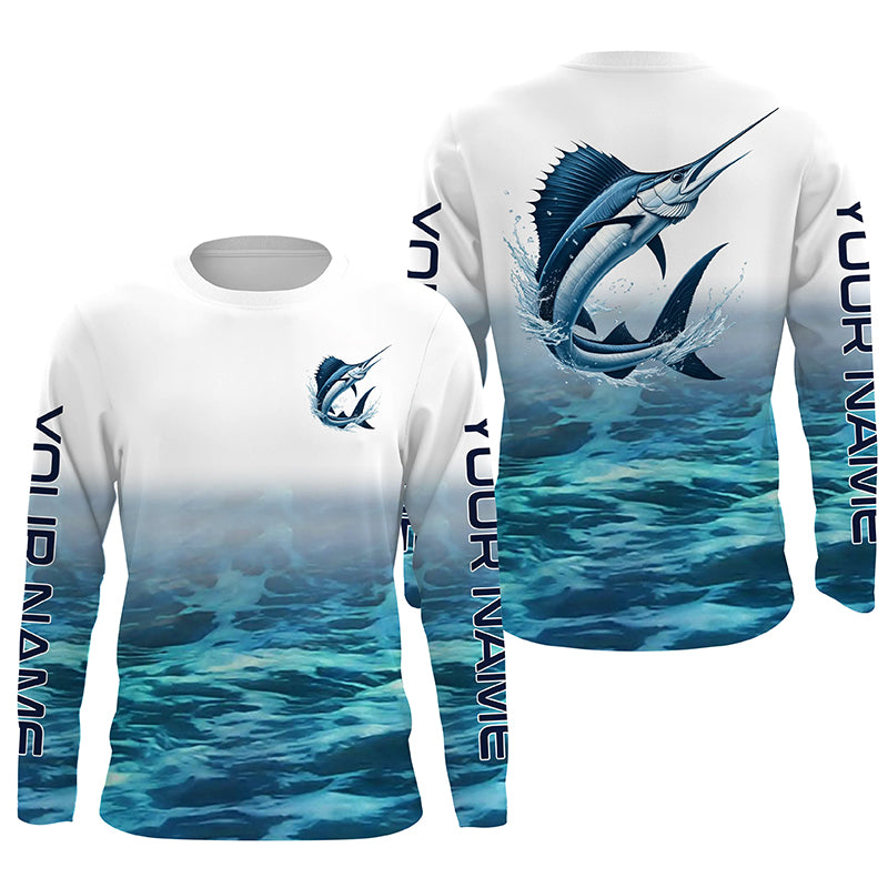 Sailfish Fishing Custom Long Sleeve Performance Fishing Shirts, Sailfish Saltwater Fishing Shirt IPHW6324
