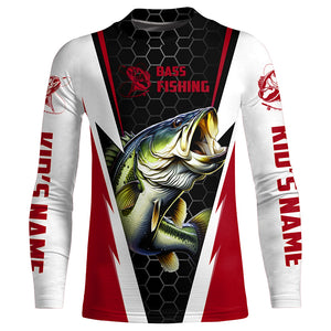 Custom Largemouth Bass Fishing Jerseys, Bass Tournament Long Sleeve Fishing Shirts | Firebrick Red IPHW3798