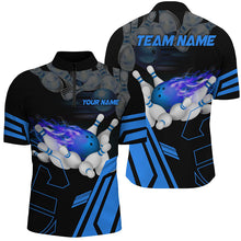 Load image into Gallery viewer, Custom Blue Bowling Polo Shirts For Men, Strike Bowling Team Jerseys Bowlers Outfits IPHW5223