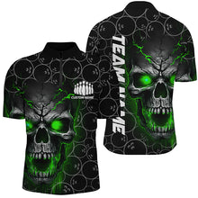 Load image into Gallery viewer, Custom Green Skull Bowling Polo Shirts For Men, Bowling Pattern Bowling Team Jerseys IPHW5236