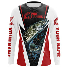 Load image into Gallery viewer, Custom Northern Pike Fishing Jerseys, Pike Long Sleeve Performance Fishing Shirts | Red IPHW6069