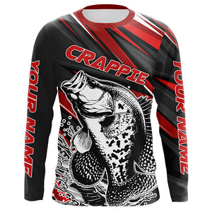 Personalized Crappie Fishing Jerseys, Crappie Long Sleeve Tournament Fishing Shirts | Red IPHW6075