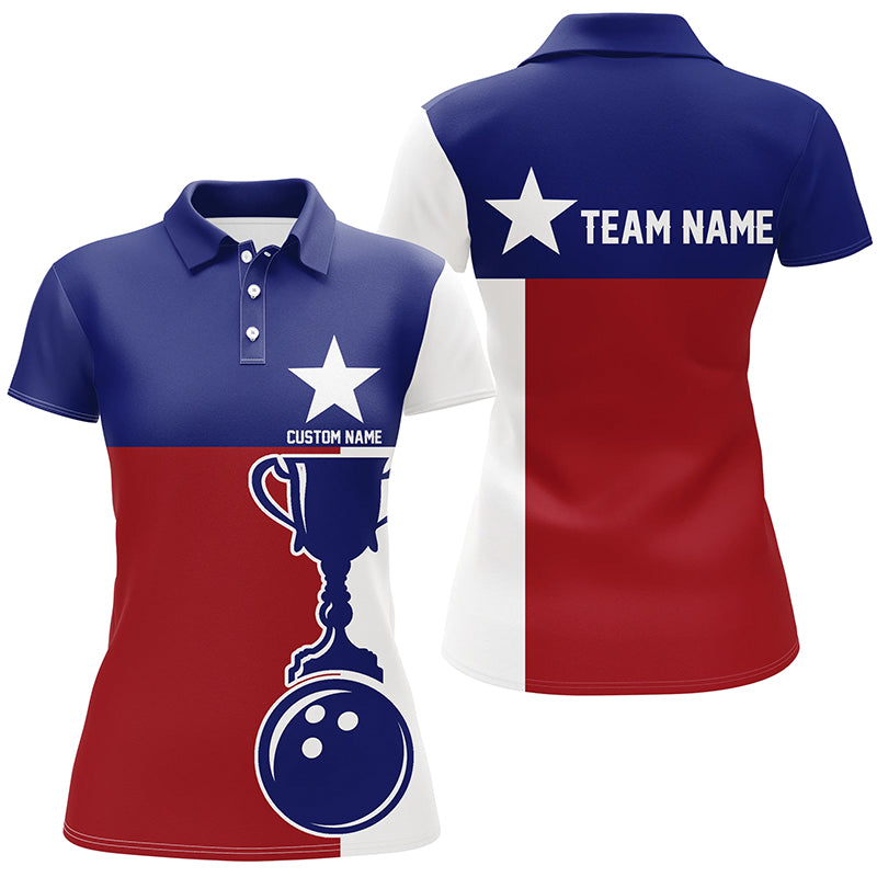 Texas Flag Custom Bowling Team Shirts For Women, Patriotic Bowling Team Jerseys IPHW6503