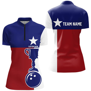 Texas Flag Custom Bowling Team Shirts For Women, Patriotic Bowling Team Jerseys IPHW6503