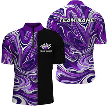 Load image into Gallery viewer, Custom Purple Bowling Polo / Quarter-Zip Shirts For Team, Unisex Bowling Jerseys For Bowlers IPHW6174