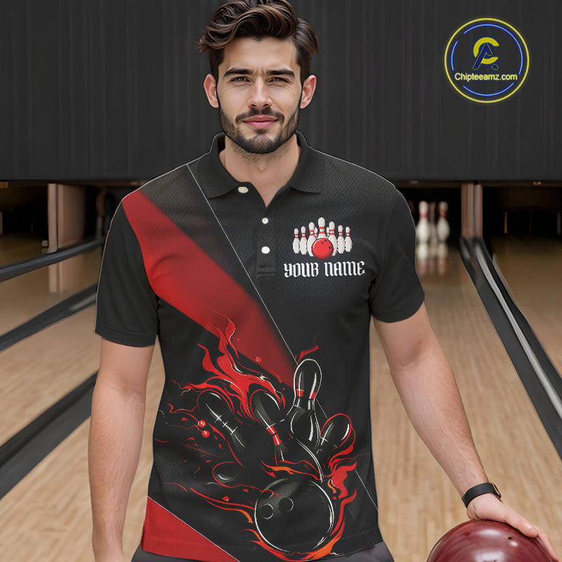 Multi Colors And Styles Custom Name Fire Flame Bowling Team Shirts For Men, Women And Kids IPHW6185