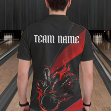 Load image into Gallery viewer, Black And Red Custom Name Bowling Tournament Jerseys For Men And Women, Bowling Team Shirts IPHW6185