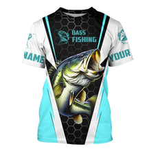 Load image into Gallery viewer, Personalized Bass Fishing jerseys, Bass Fishing Long Sleeve Fishing tournament shirts | sky blue IPHW3518