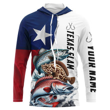 Load image into Gallery viewer, Texas Slam Redfish, Trout, Flounder Custom Long Sleeve Fishing Shirts, Texas Flag Fishing Jerseys IPHW6229