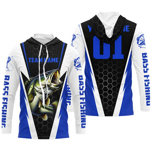 Personalized Bass Fishing Sport Jerseys, Bass Fishing Long Sleeve Tournament Shirts |Blue IPHW3744