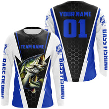 Load image into Gallery viewer, Personalized Bass Fishing Sport Jerseys, Bass Fishing Long Sleeve Tournament Shirts |Blue IPHW3744