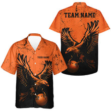 Load image into Gallery viewer, Custom Orange Eagle Men Bowling Hawaiian Shirts Grunge Vintage Bowling Team Jerseys Bowlers Outfits IPHW5343