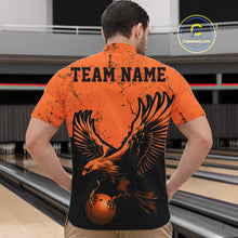 Load image into Gallery viewer, Custom Orange Eagle Men Bowling Quarter Zip Shirts Grunge Vintage Bowling Team Jerseys Outfits IPHW5343