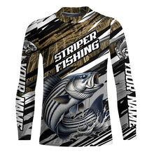 Load image into Gallery viewer, Striped Bass Fishing Camo Long Sleeve Fishing Shirts, Custom Striper Tournament Fishing Jerseys IPHW5954