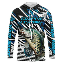 Load image into Gallery viewer, Custom Crappie Fishing Camo Long Sleeve Tournament Fishing Shirts, Crappie Fishing Jerseys | Blue IPHW5964