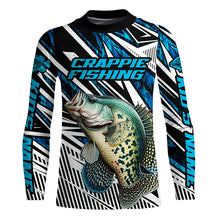 Load image into Gallery viewer, Custom Crappie Fishing Camo Long Sleeve Tournament Fishing Shirts, Crappie Fishing Jerseys | Blue IPHW5964