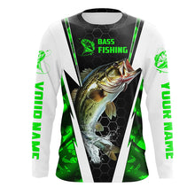 Load image into Gallery viewer, Personalized Bass Fishing Sport Jerseys, Bass Fishing Long Sleeve Tournament Shirts | Green Camo IPHW4403