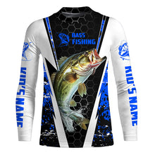 Load image into Gallery viewer, Personalized Bass Fishing Sport Jerseys, Bass Fishing Long Sleeve Tournament Shirts | Blue Camo IPHW4404
