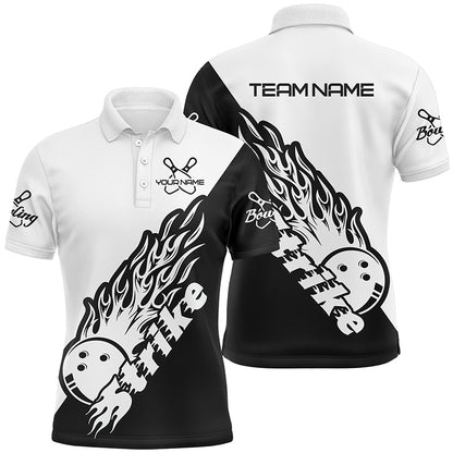 Custom Bowling Shirts For Men, Bowling Team Shirts Bowling Strike | Black And White IPHW5170