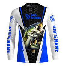 Load image into Gallery viewer, Personalized Bass Fishing jerseys, Bass Fishing Long Sleeve Fishing tournament shirts | blue IPHW3401