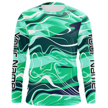 Load image into Gallery viewer, Green Water Waves Camo Custom Long Sleeve Performance Fishing Shirts For Men Women, Fishing Jerseys IPHW5865
