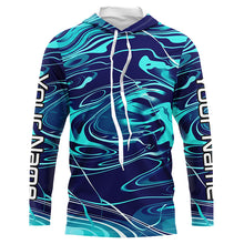 Load image into Gallery viewer, Custom Saltwater Long Sleeve Fishing Shirts Uv Protection, Sea Wave Camo Fishing Shirts IPHW5868