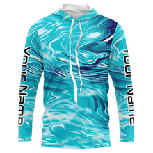 Load image into Gallery viewer, Blue Water Ripple Camo Custom Long Sleeve Performance Fishing Shirts, Uv Protection Fishing Jerseys IPHW5869