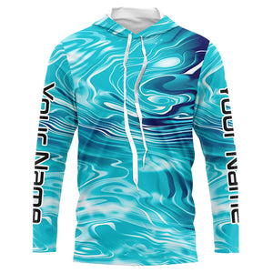 Blue Water Ripple Camo Custom Long Sleeve Performance Fishing Shirts, Uv Protection Fishing Jerseys IPHW5869