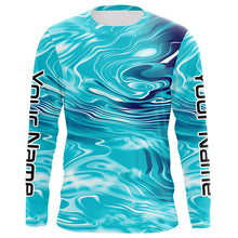 Load image into Gallery viewer, Blue Water Ripple Camo Custom Long Sleeve Performance Fishing Shirts, Uv Protection Fishing Jerseys IPHW5869