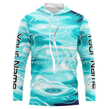 Load image into Gallery viewer, Blue Water Camo Custom Long Sleeve Performance Fishing Shirts, Sun Protection Fishing Jerseys IPHW5872