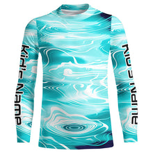 Load image into Gallery viewer, Blue Water Camo Custom Long Sleeve Performance Fishing Shirts, Sun Protection Fishing Jerseys IPHW5872
